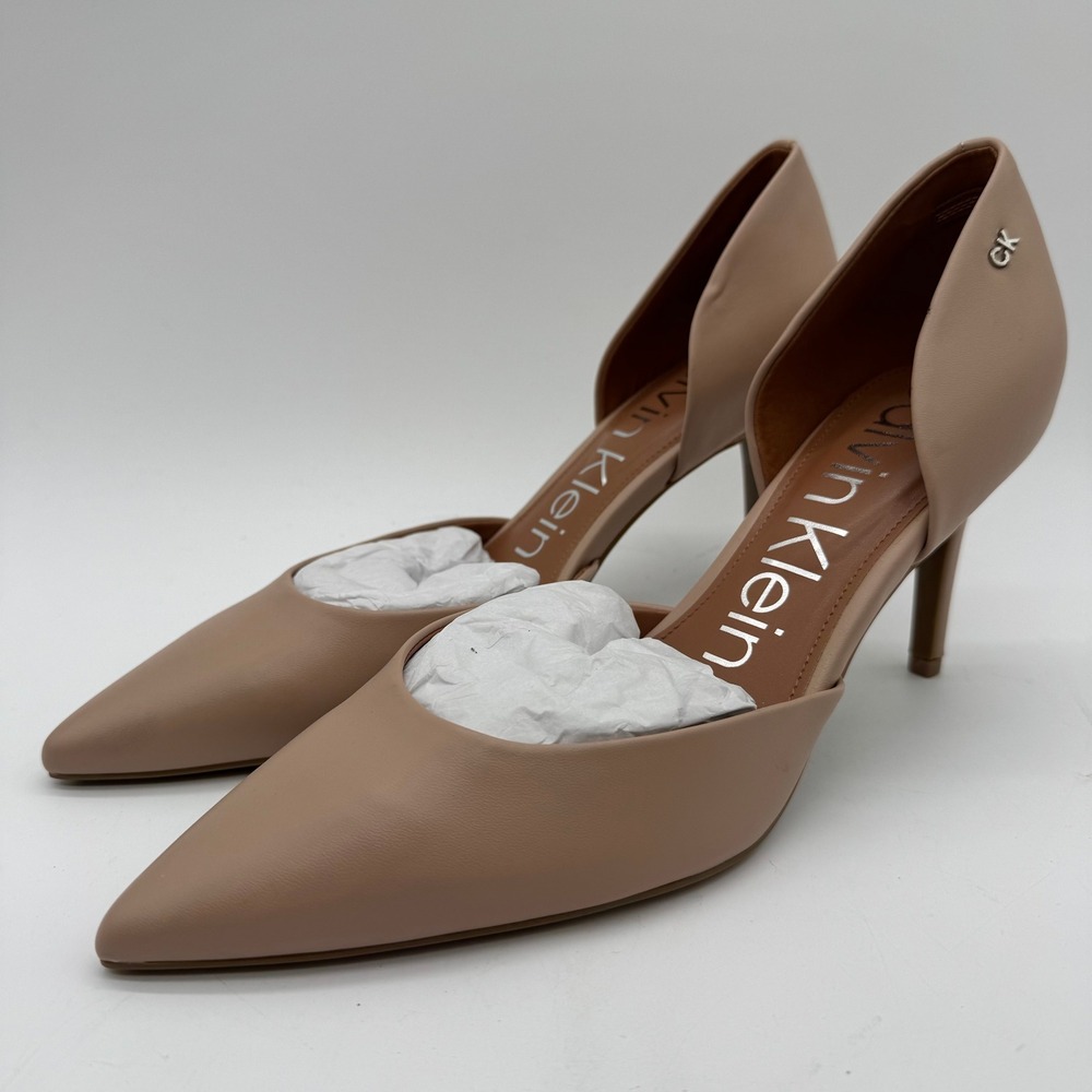 Calvin Klein Gloria Women's 11M Nude D'Orsay Pointed Toe Stiletto Pumps